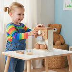 AIYAPLAY Kids Wooden Coffee Machine Toy, Pretend Role Play Toy