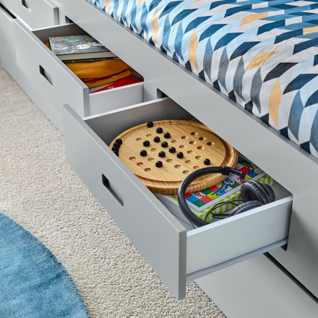 Veera Guest Bed With Drawers No Trundle | Single | Grey