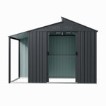 Breeins Outdoor Galvanized Steel Storage Shed With Lean-to