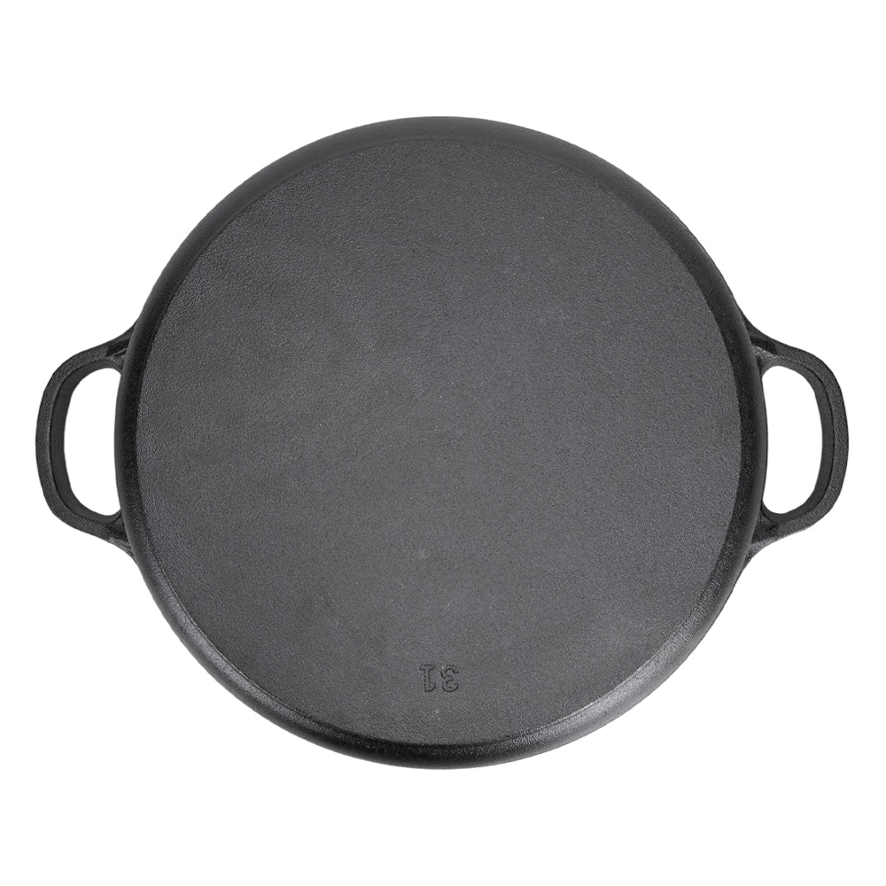 22cm/25cm/28cm Dia Pre-seasoned Round Cast Iron Braiser Pan With Lid & Double Handles | Small