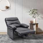Manual Faux Leather Recliner Armchair Upholstered Lounge Chair With Adjustable Backrest & Footrest For Living Room, Bedroom, Home Theater & Office | Black
