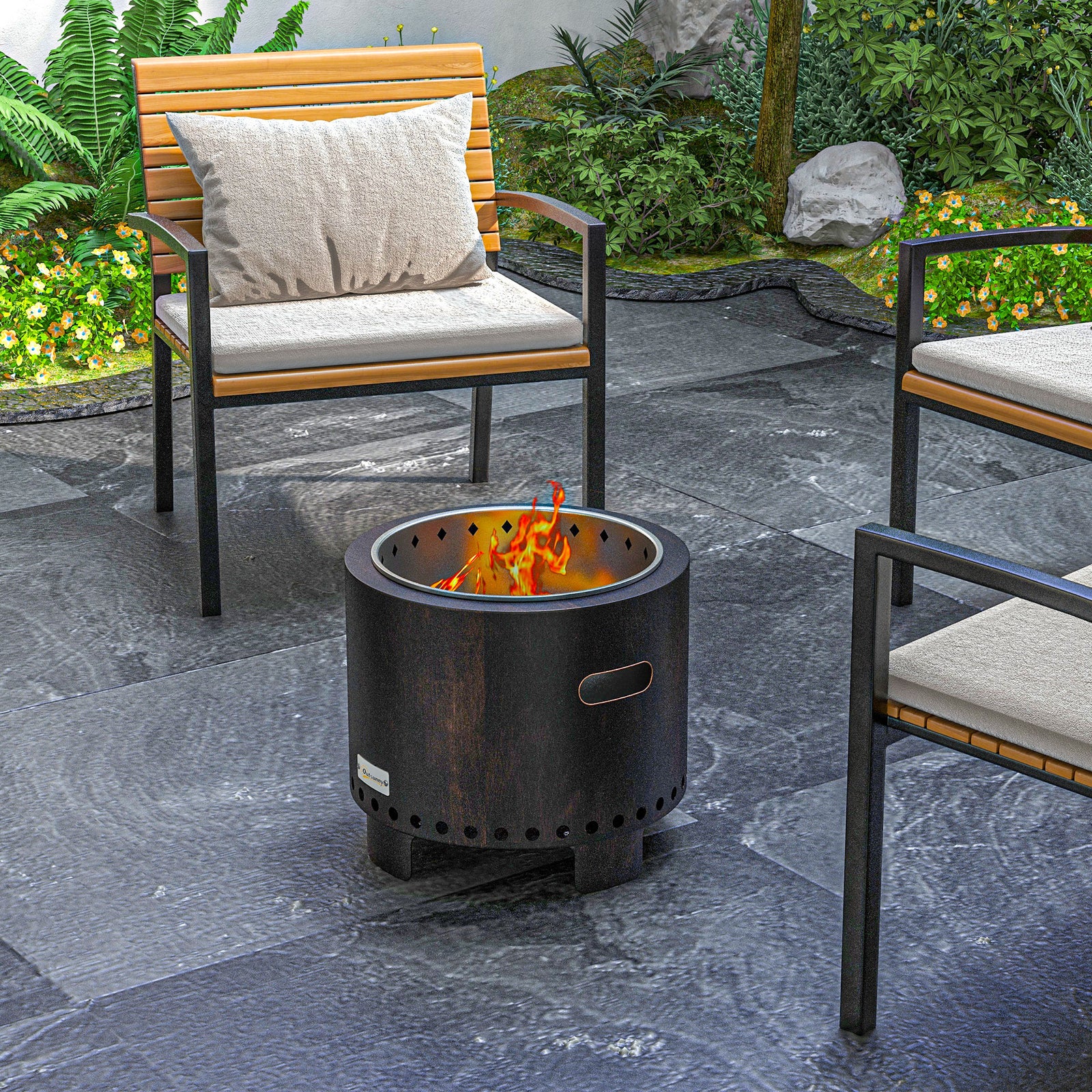 Smokeless Fire Pit W/ Poker, Metal