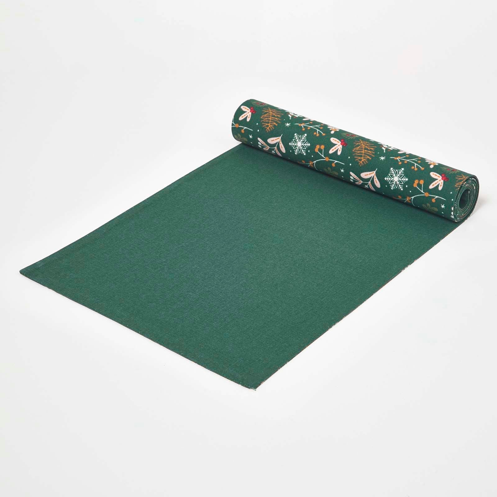 Festive Forest Green Christmas Table Runner | 35cm x 250cm | Green