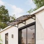 1-2.7m Curved Outdoor Door Window Awning Canopy - Transparent Brown PET Plastic Elegant Sun Rain Cover | Large | Brown