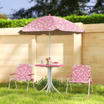 Kids Garden Furniture With 2 Folding Chairs And Umbrella, Pink