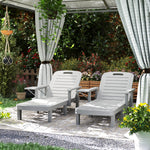 Set Of 2 Resin Reclining Sun Loungers For Garden | Light Grey