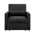 Pull Out Single Linen Armchair Bed - 1 Seater | Black