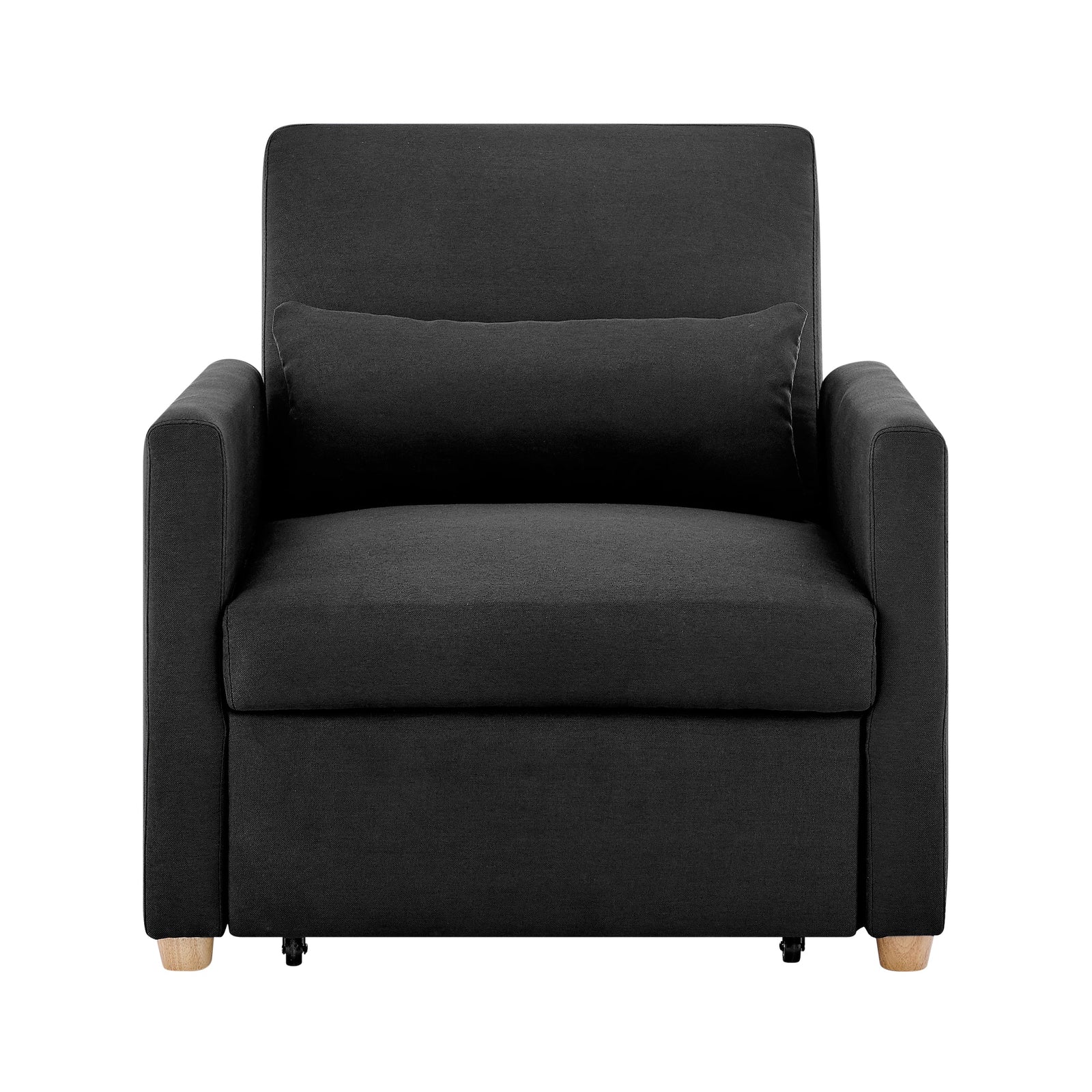 Pull Out Single Linen Armchair Bed - 1 Seater | Black
