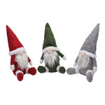 3pcs Christmas Gnome Decorations – Sitting Plush Dolls In Red, Green & Gray, Festive Holiday Ornaments