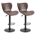 Bar Stools Set Of 2 Pu Leather Adjustable | Brown