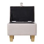 Linen Upholstered Storage Ottoman | Beige