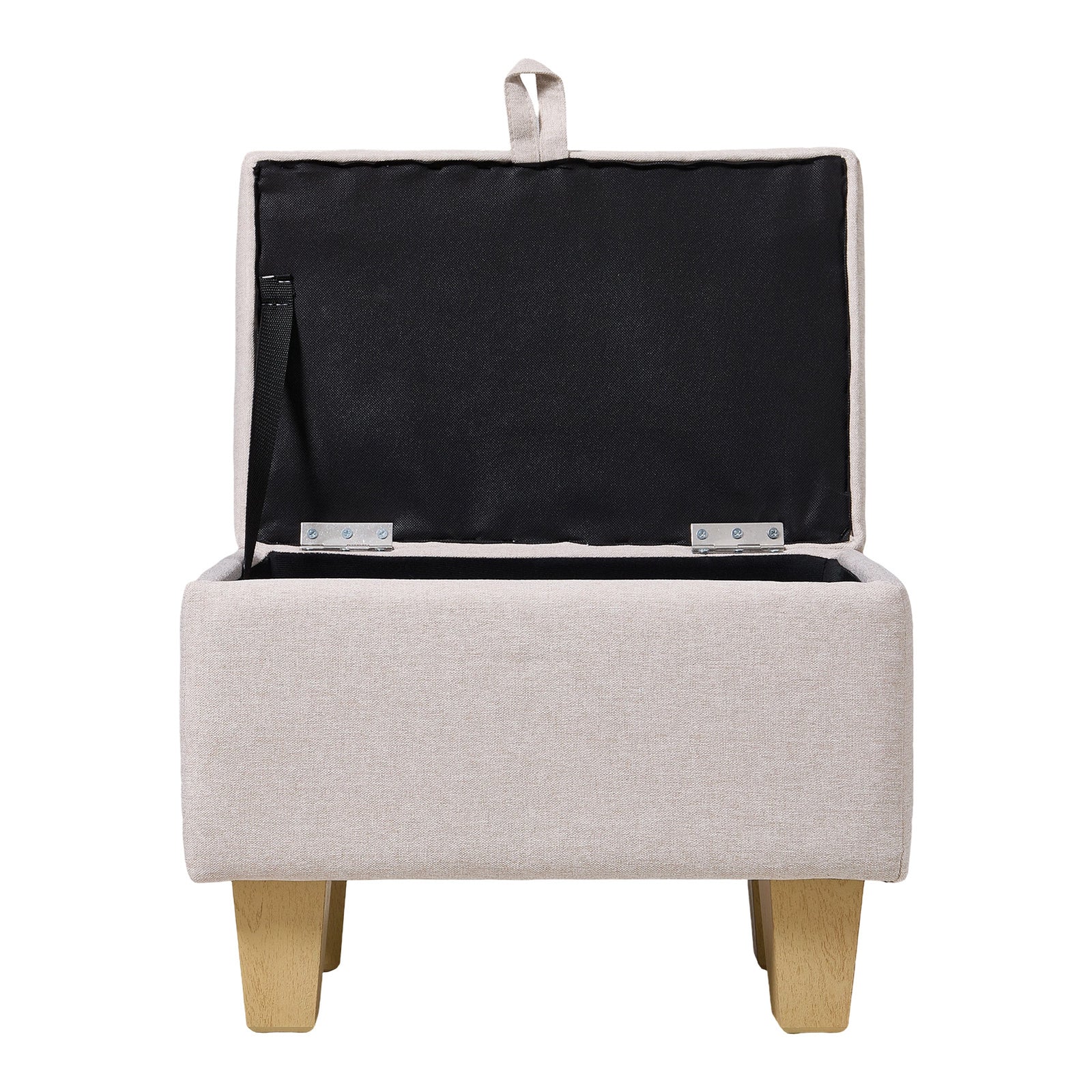Linen Upholstered Storage Ottoman | Beige