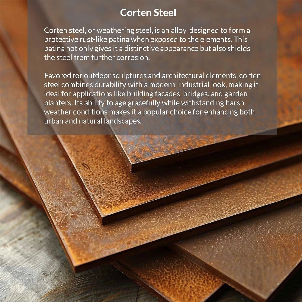 Corten Steel Straight Edge Cube Planter | 40cm x 40cm x 40cm | Brown