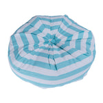 Striped Pleated Round Floor Cushion | 40cm x 40cm | Blue