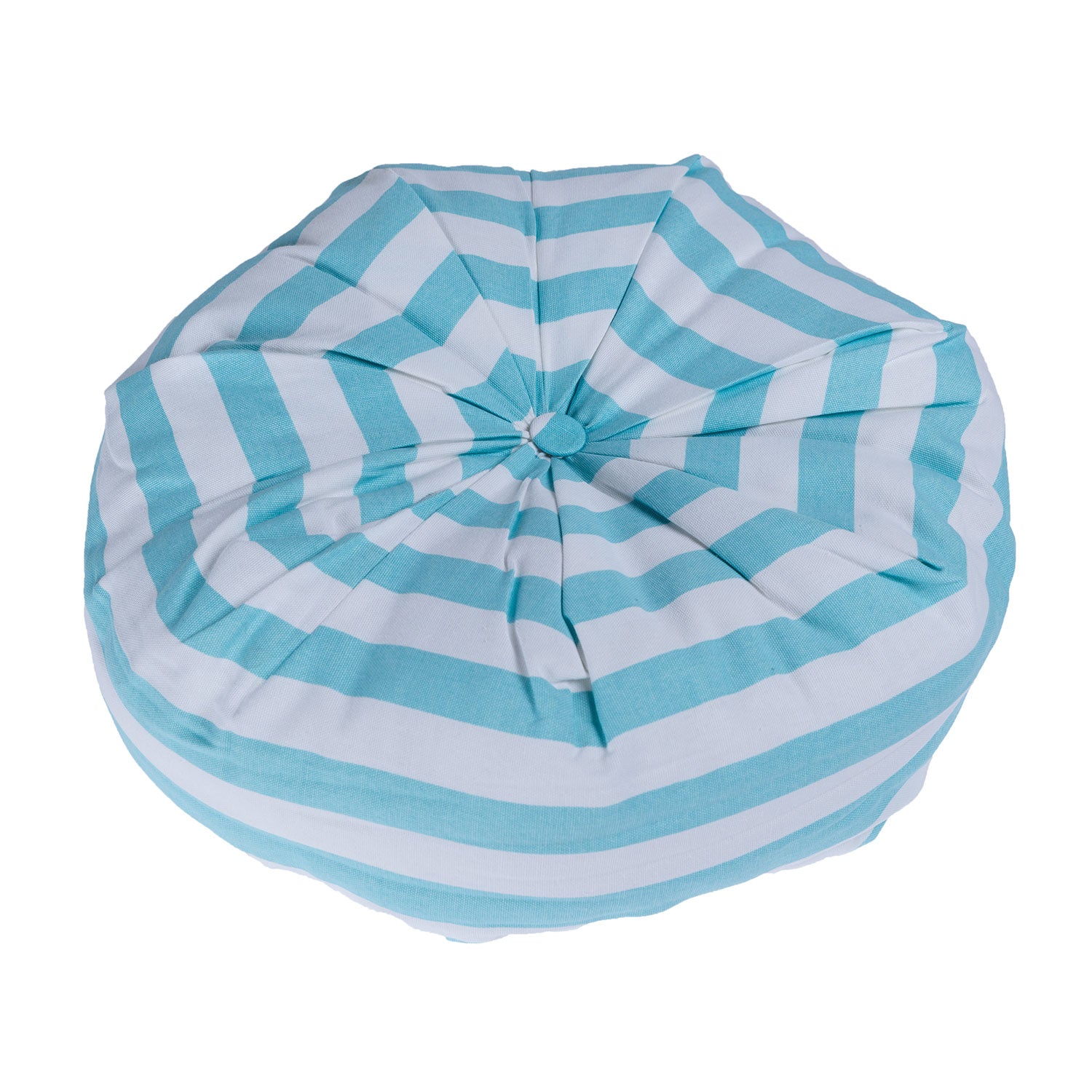 Striped Pleated Round Floor Cushion | 40cm x 40cm | Blue