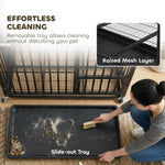 Heavy Duty Dog Crate, Dog Cage With Wheels | Medium | Black