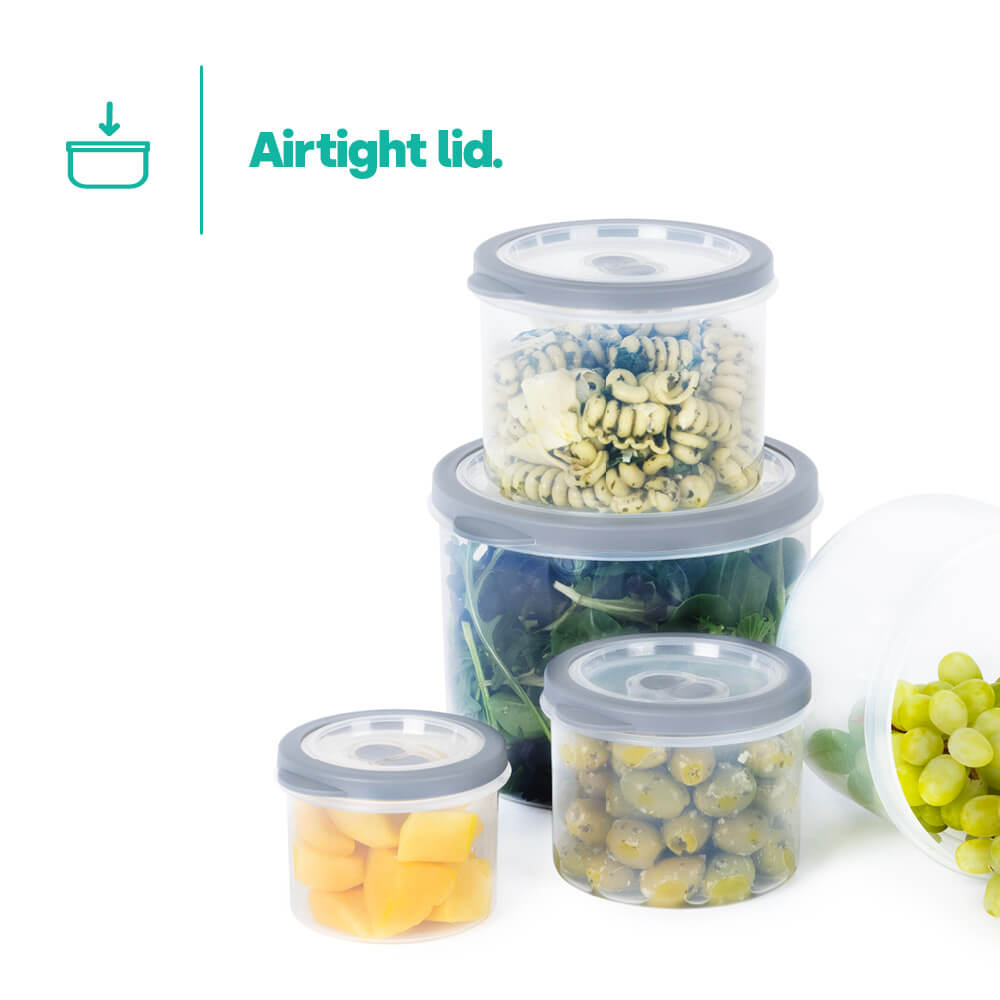 Airtight Mixed Round Containers - Set Of 5