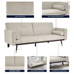 Faux Suede Click-clack Sofa Bed - 3 Seater | Cream