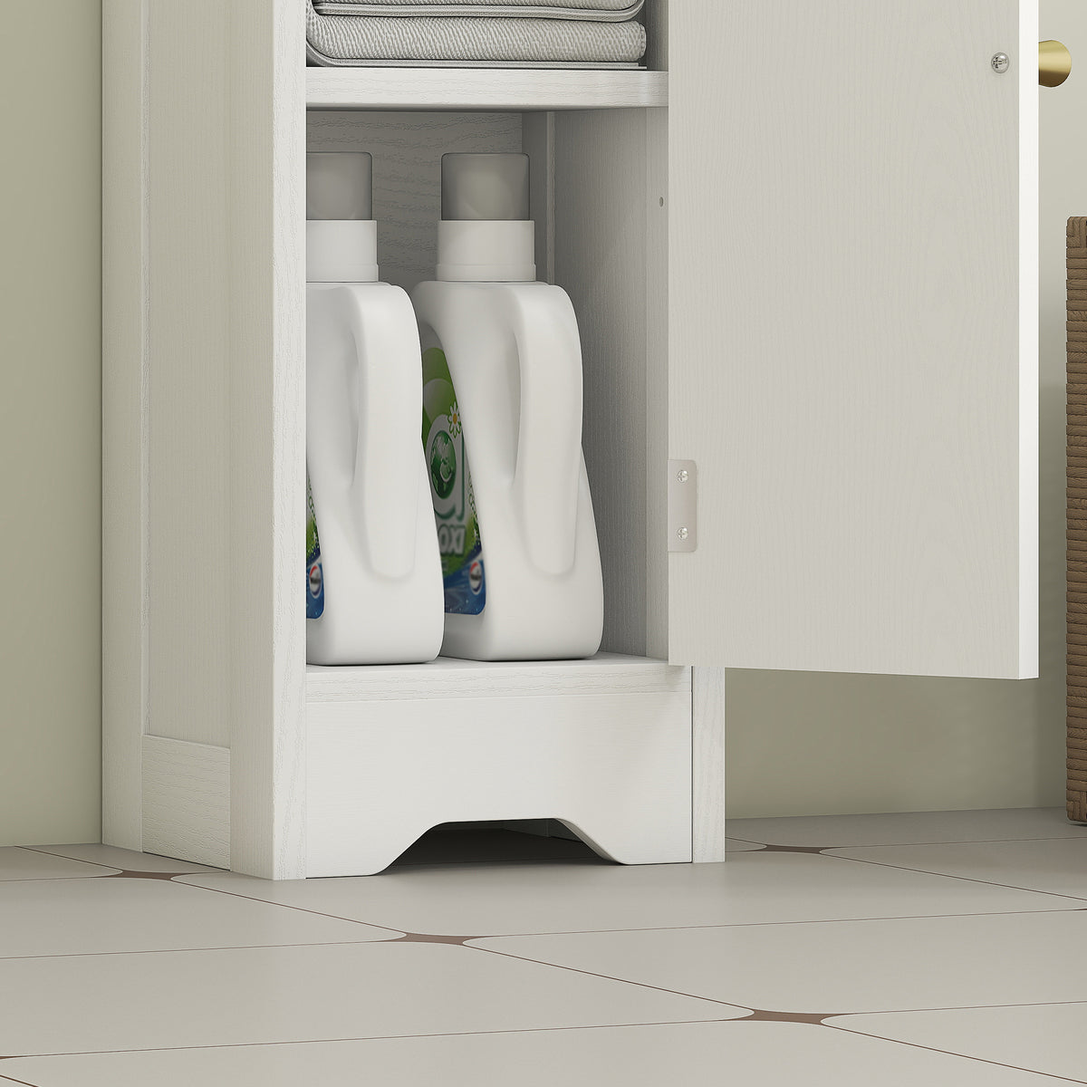 HOMCOM Toilet Roll Holder Slim Bathroom Cabinet With Adjustable Shelf White