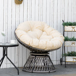 360 Degree Swivel Rattan Papasan Moon Bowl Chair Round | Beige