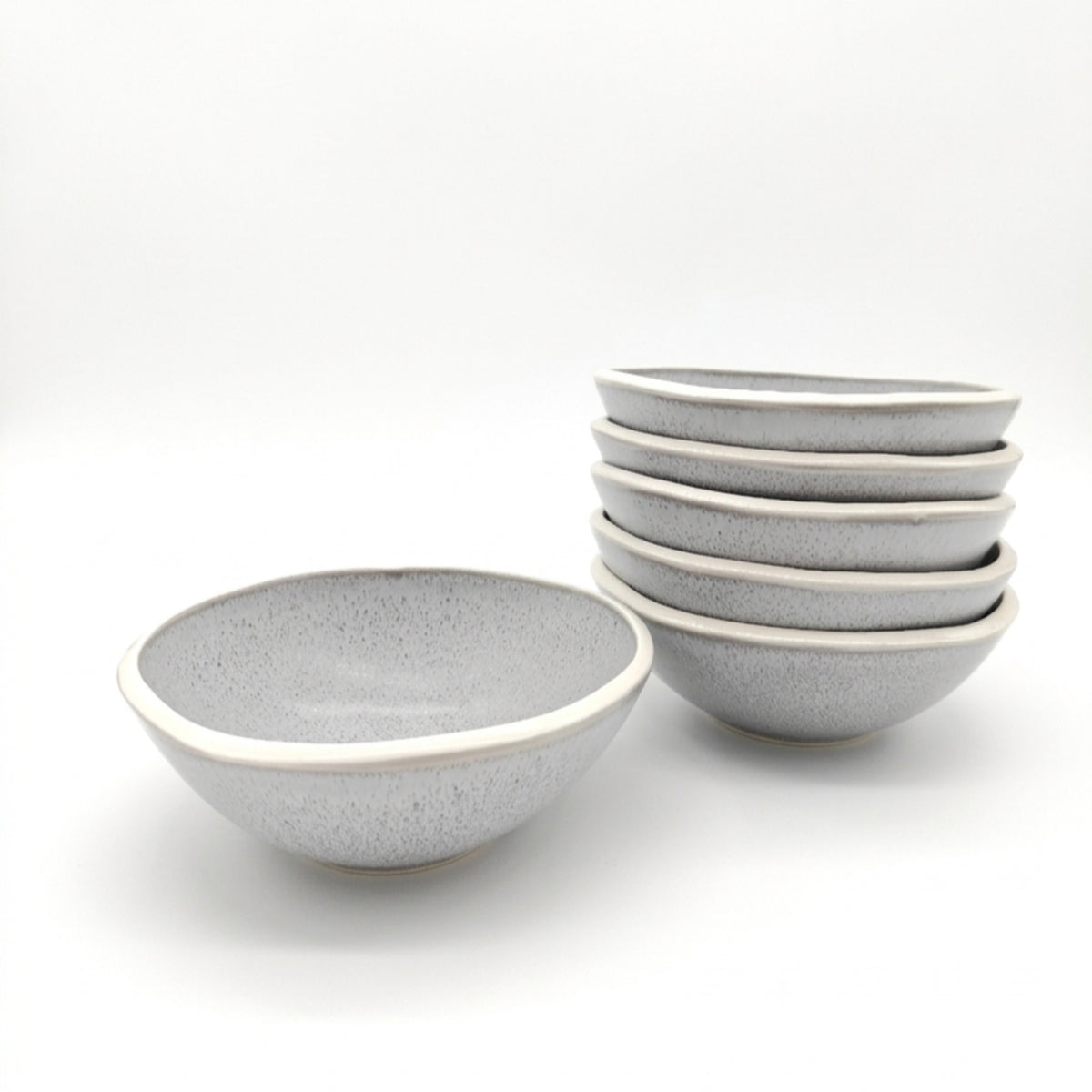 Reactive Grey Glaze Dinnerware Set Nordic Pebble Cereal Bowls 16.5cm | Set of 4 | Grey