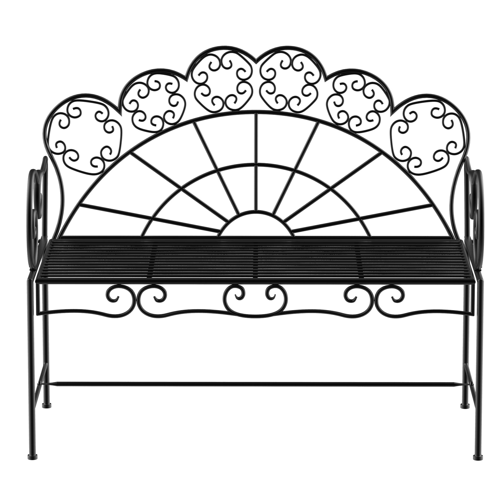 Outsunny Garden Bench, Metal Outdoor Patio Garden Loveseat, Black