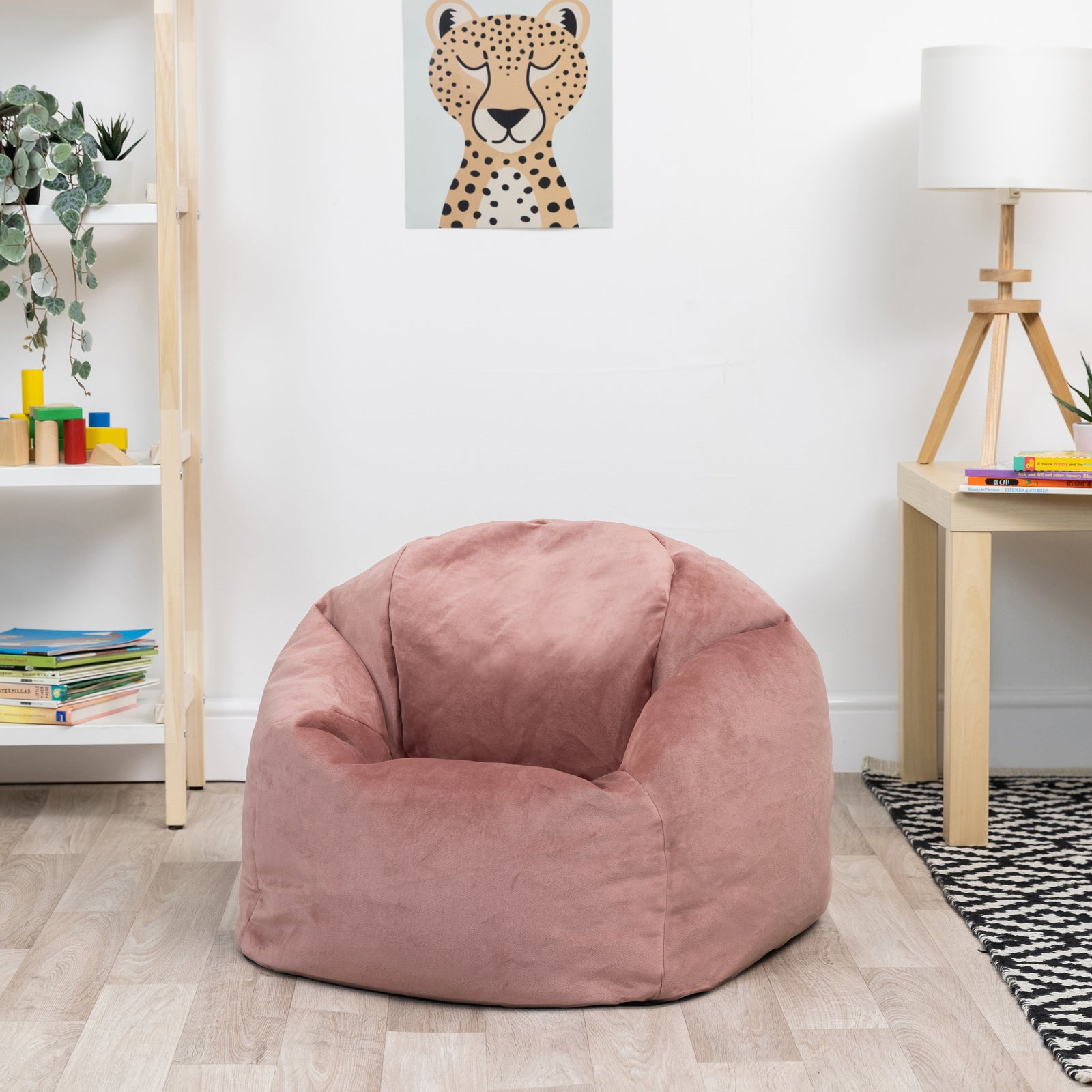Kids Aurora Velvet Bean Bag Chair | Pink