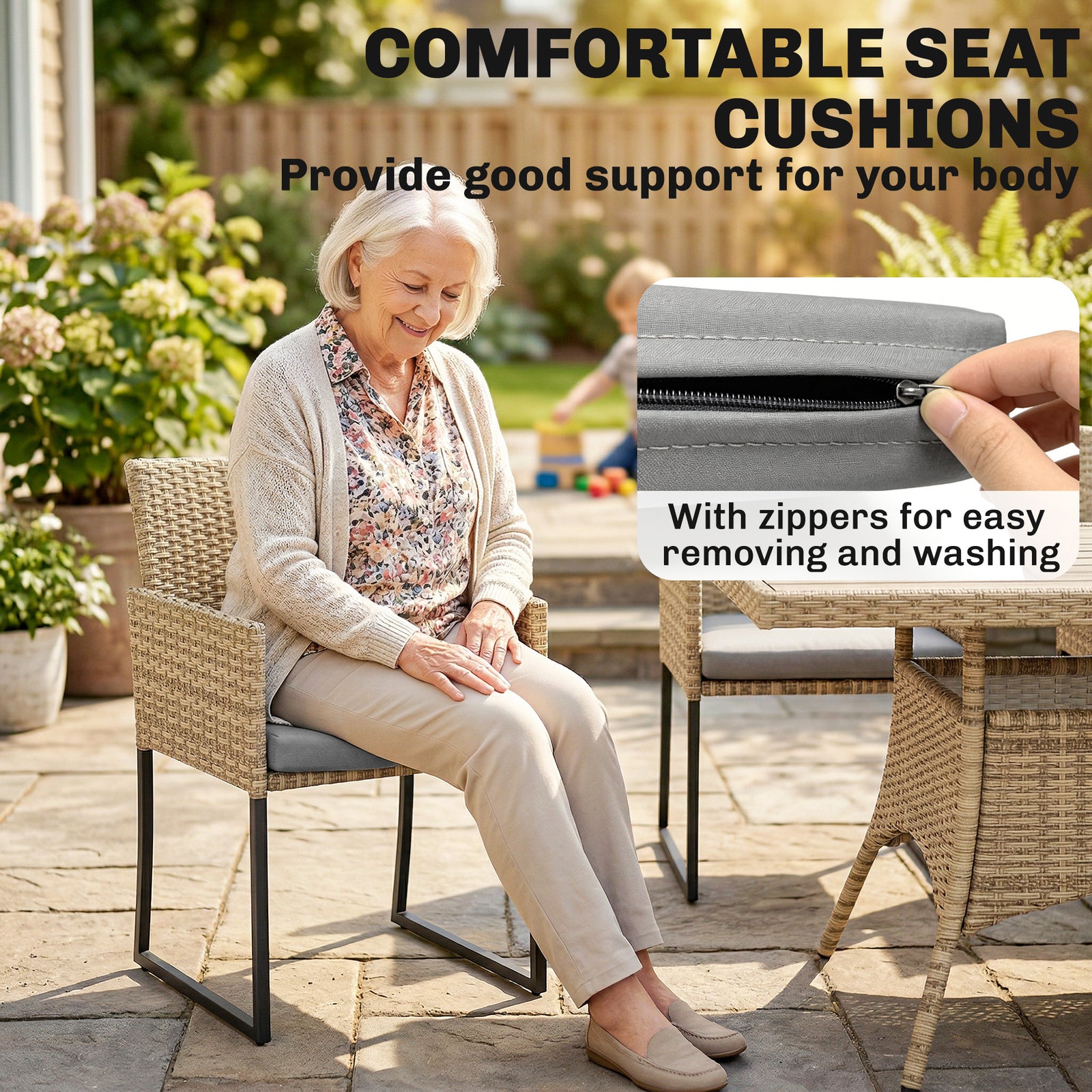 Outsunny Rattan Garden Furniture Set, Rattan Table And Chairs With Cushions