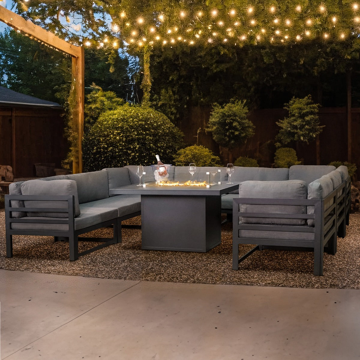 Modular Garden Furniture Set With Fire Pit | Anthracite