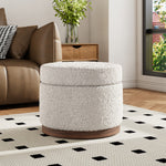 Modern Round Upholstered Storage Ottoman Stool