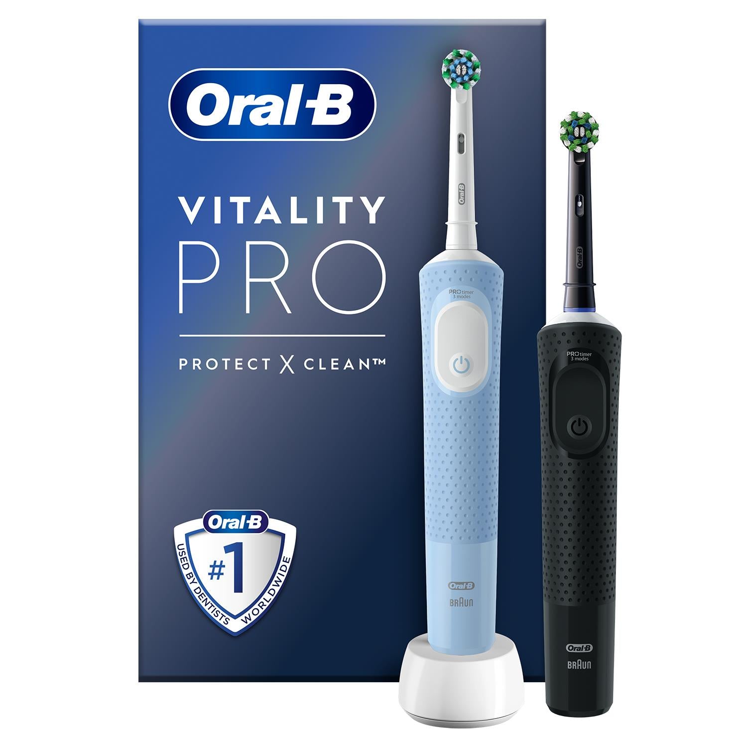 Vitality Pro Duo Rechargeable Electric Toothbrush, Black & Blue
