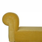 Solid Wood Mini Mustard Velvet Bench