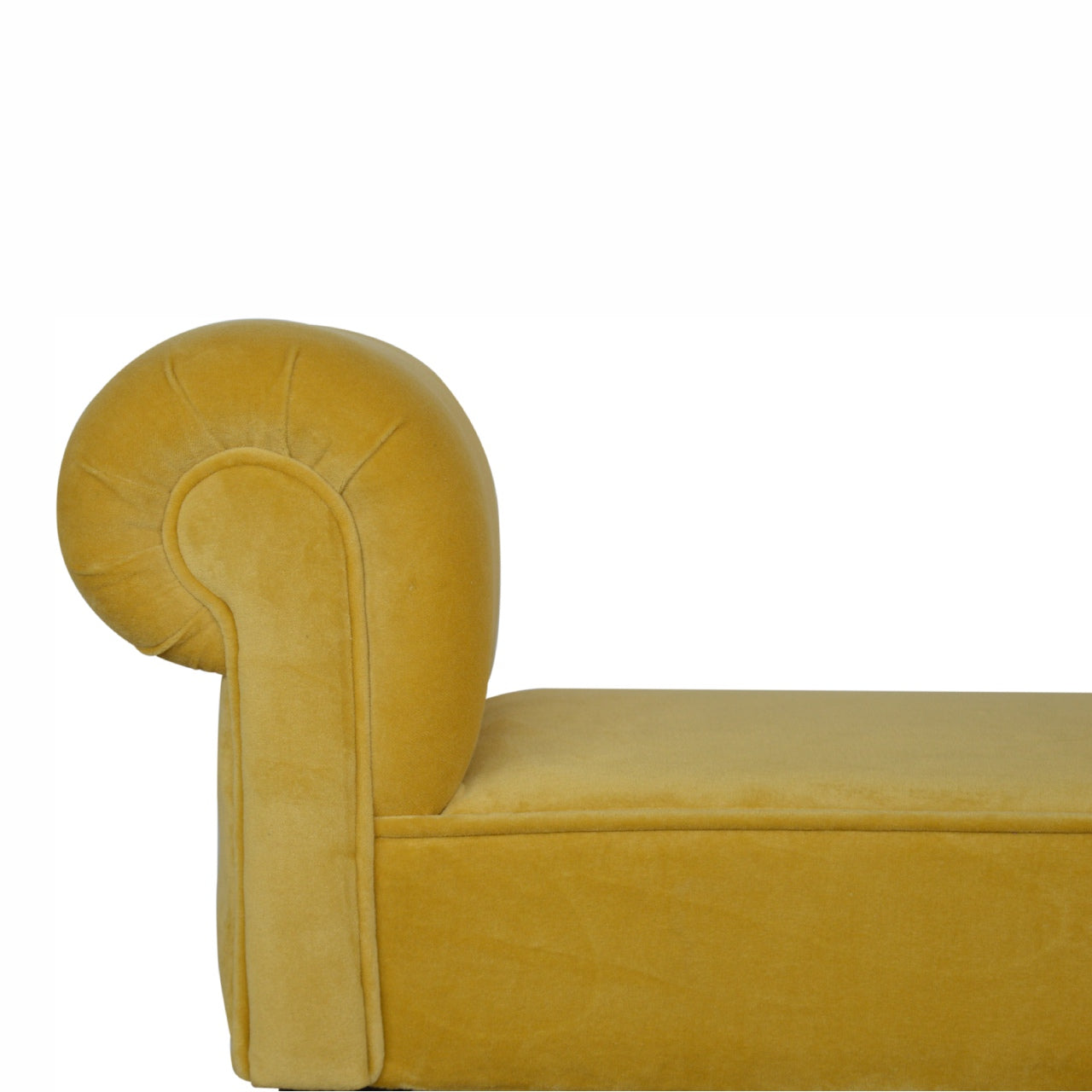 Solid Wood Mini Mustard Velvet Bench