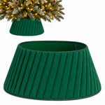 Round Faux Fur Christmas Tree Skirt With Velcro Closure | Green
