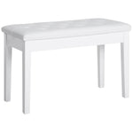 Classic Piano Bench Padded Seat Makeup Stool Solid Wood | One Size | White