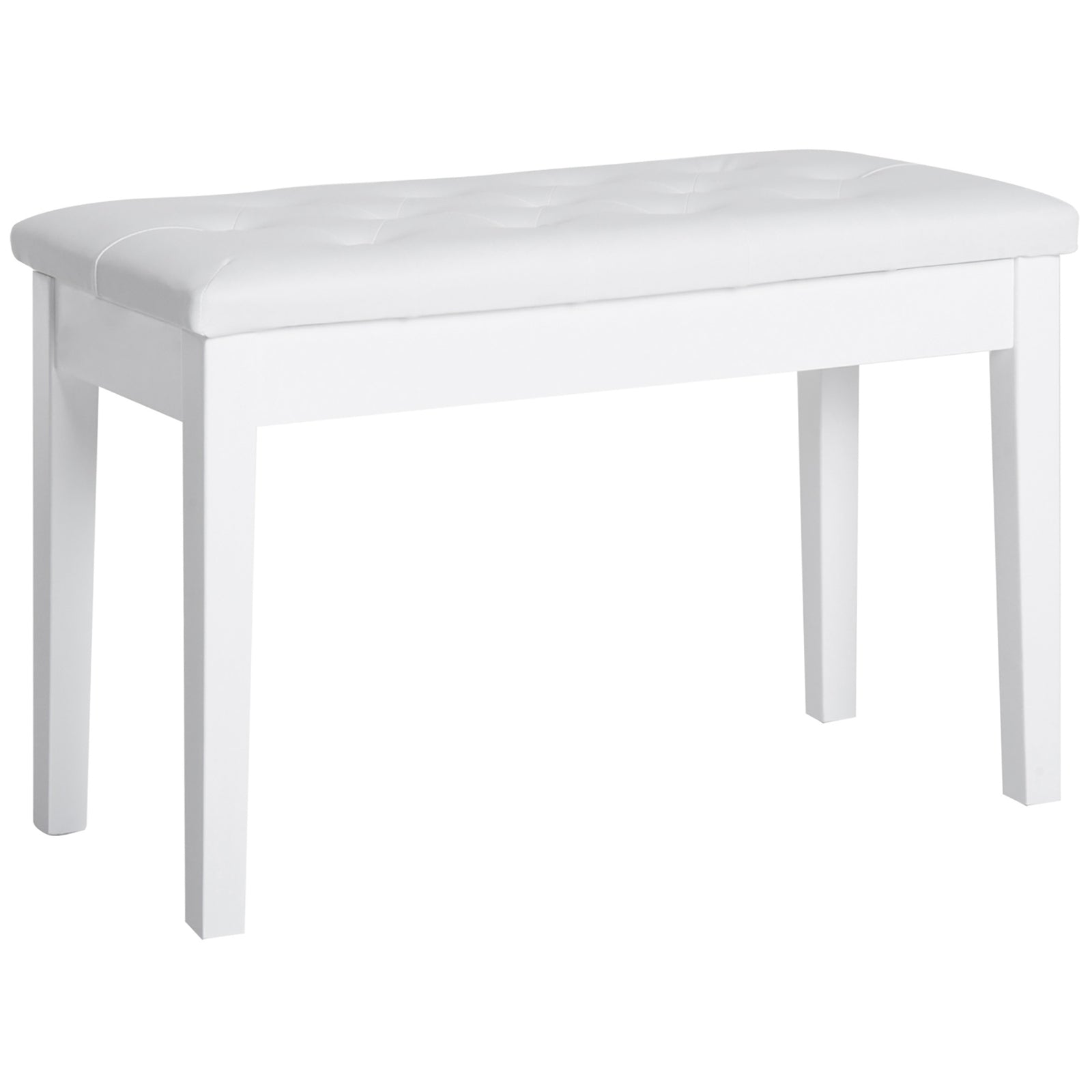 Classic Piano Bench Padded Seat Makeup Stool Solid Wood | One Size | White