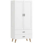 HOMCOM Wardrobe With 2 Drawers Hanging Rail, 180 Cm Storage Closet, White