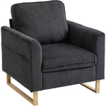 Accent Chair With Metal Legs And Spring | Dark Grey