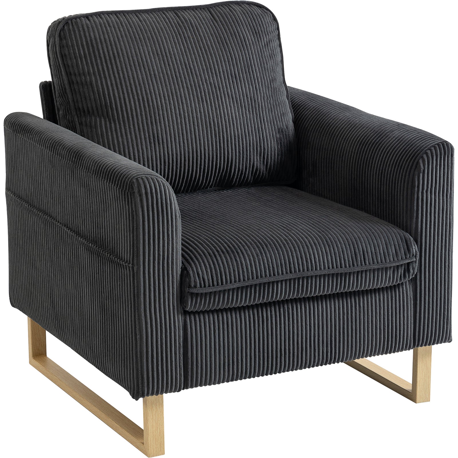 Accent Chair With Metal Legs And Spring | Dark Grey