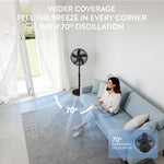 16in Pedestal Fan With Adjustable Height & Wide-angled Oscillation | Black
