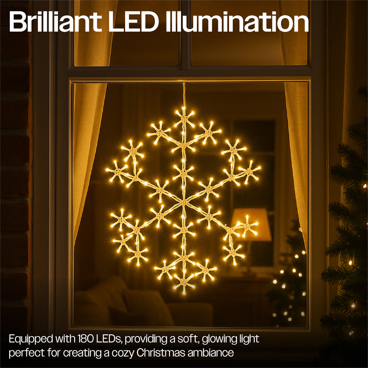 Xmas Haus 50cm 180warm White Led Metal Snow Flake 3m Lead Outdoor