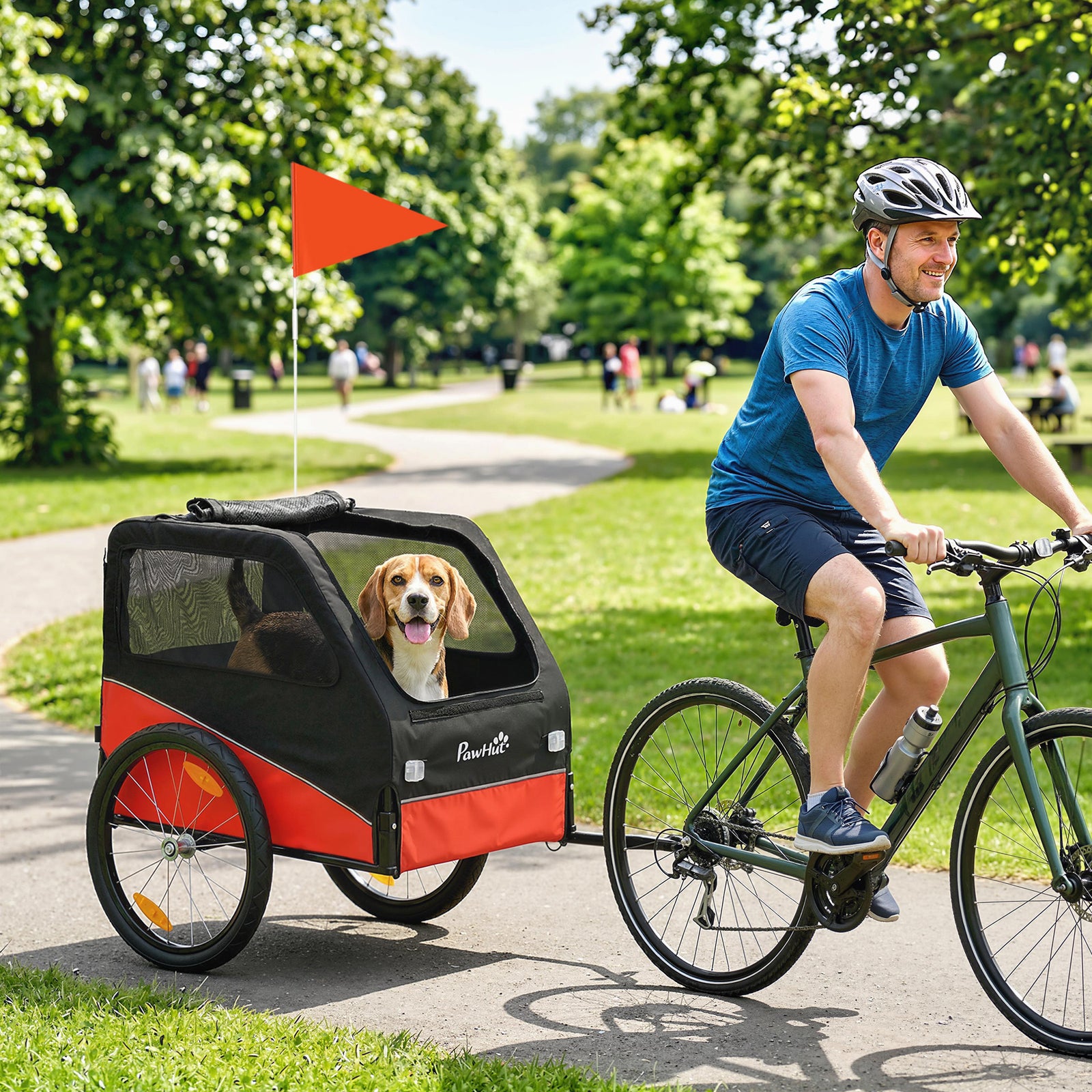 Dog Bike Trailer For Small & Medium Pets With 20" Rubber Wheels | Red