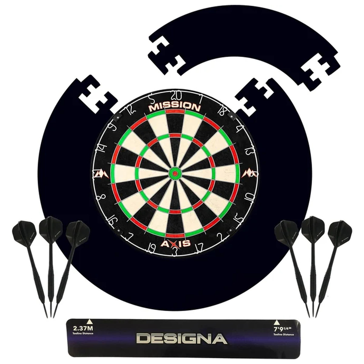 Axis Sisal Dartboard Set With Surround, 6 Steel Tip Darts & Oche | One Size | Black