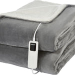 Super Cosy Sherpa Washable Heated Throw With Timer - Grey/white