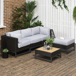 5 Pcs Rattan Corner Sofa W/ Plastic Top Table