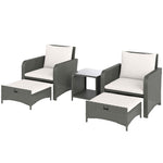 Wicker Patio Conversation Set With 2 Armchairs And 6 Cushions | Cream