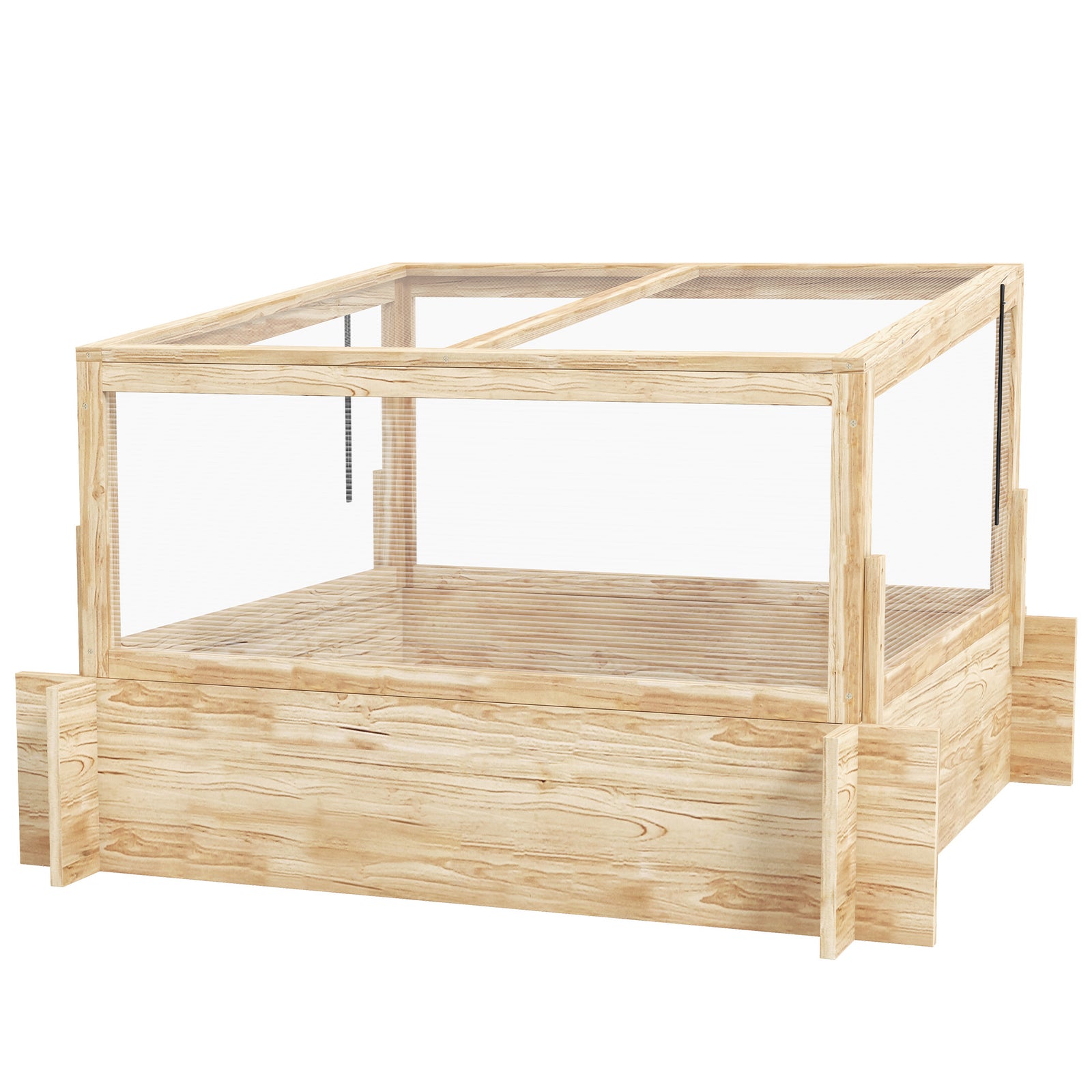 Raised Garden Bed With Openable Greenhouse