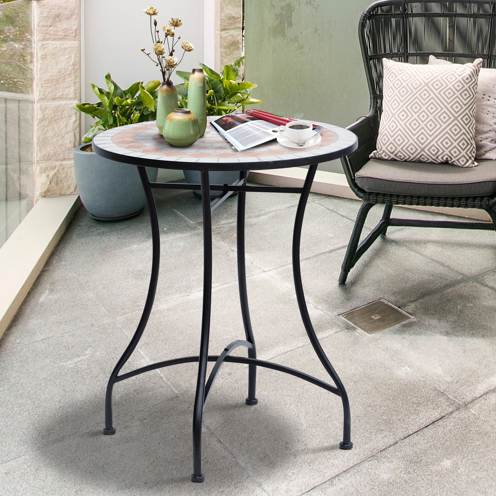 Mosaic Table Round Ceramic Bistro Garden Furniture