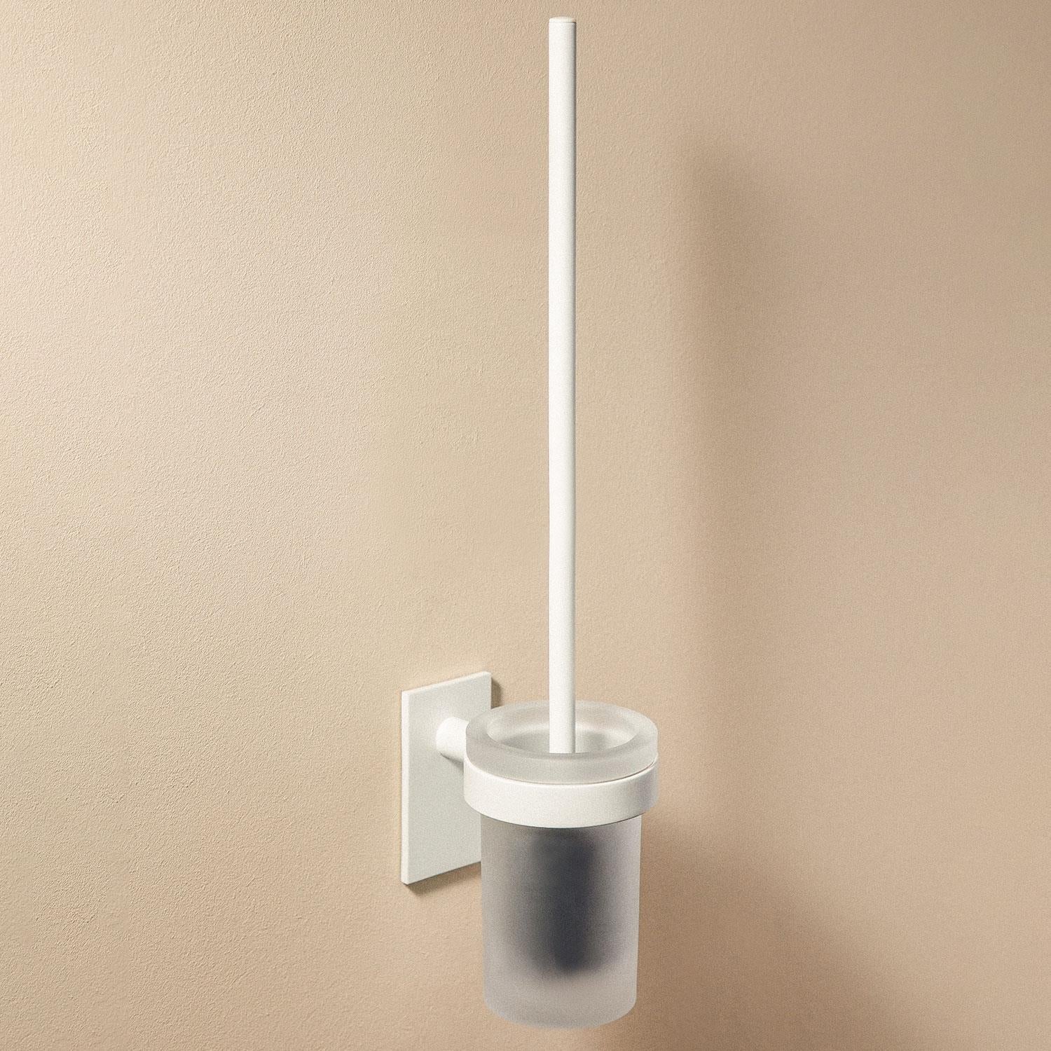Wall-mounted Toilet Brush, Self-adhesive, White, Compact Stick Collection