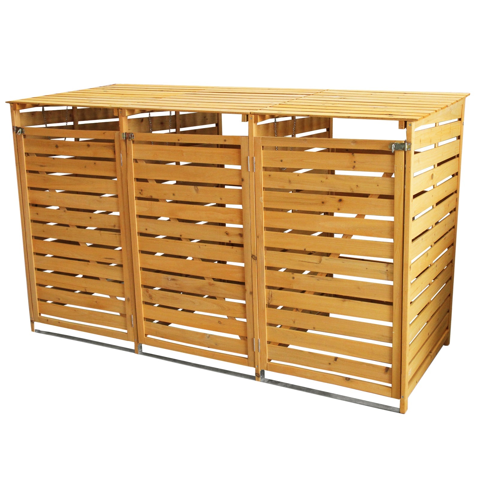 Wheelie Bin Storage | Triple | Brown
